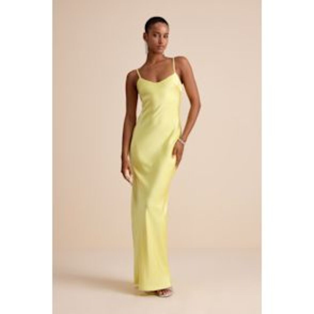 Lulu's Lemon Slip Satin Maxi Dress
